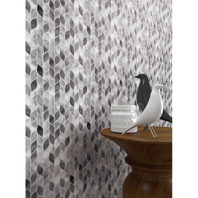 Supreme Tile Leaf 1.25" x 3" Metal Random Mosaic Wall Tile, Gray
