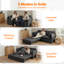 Canapé-lit convertible 3-en-1 avec coussins de rangement - Chaise longue à lit double, gris foncé-891183147