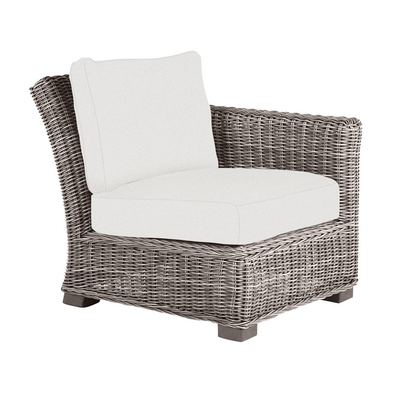Rustic Patio Lounge Chair with Cushions, No Welt, Oyster, Avila Natural White