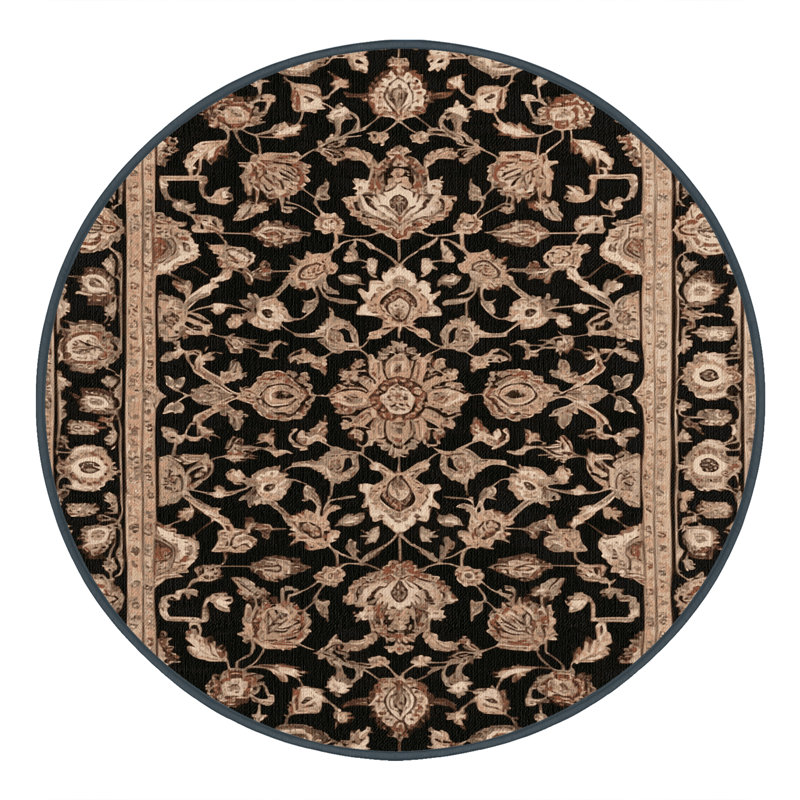 Tapis brun lavable à la machine, Rond 7 pi