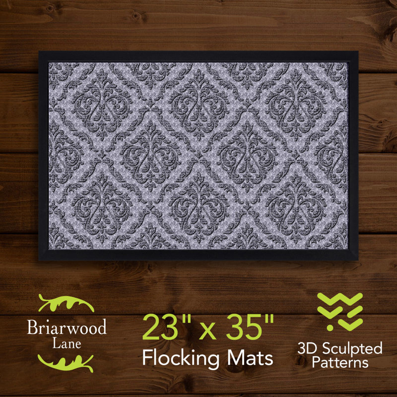 Paillasson gris à motif cachemire, Gris, L 23 po x L 35 po