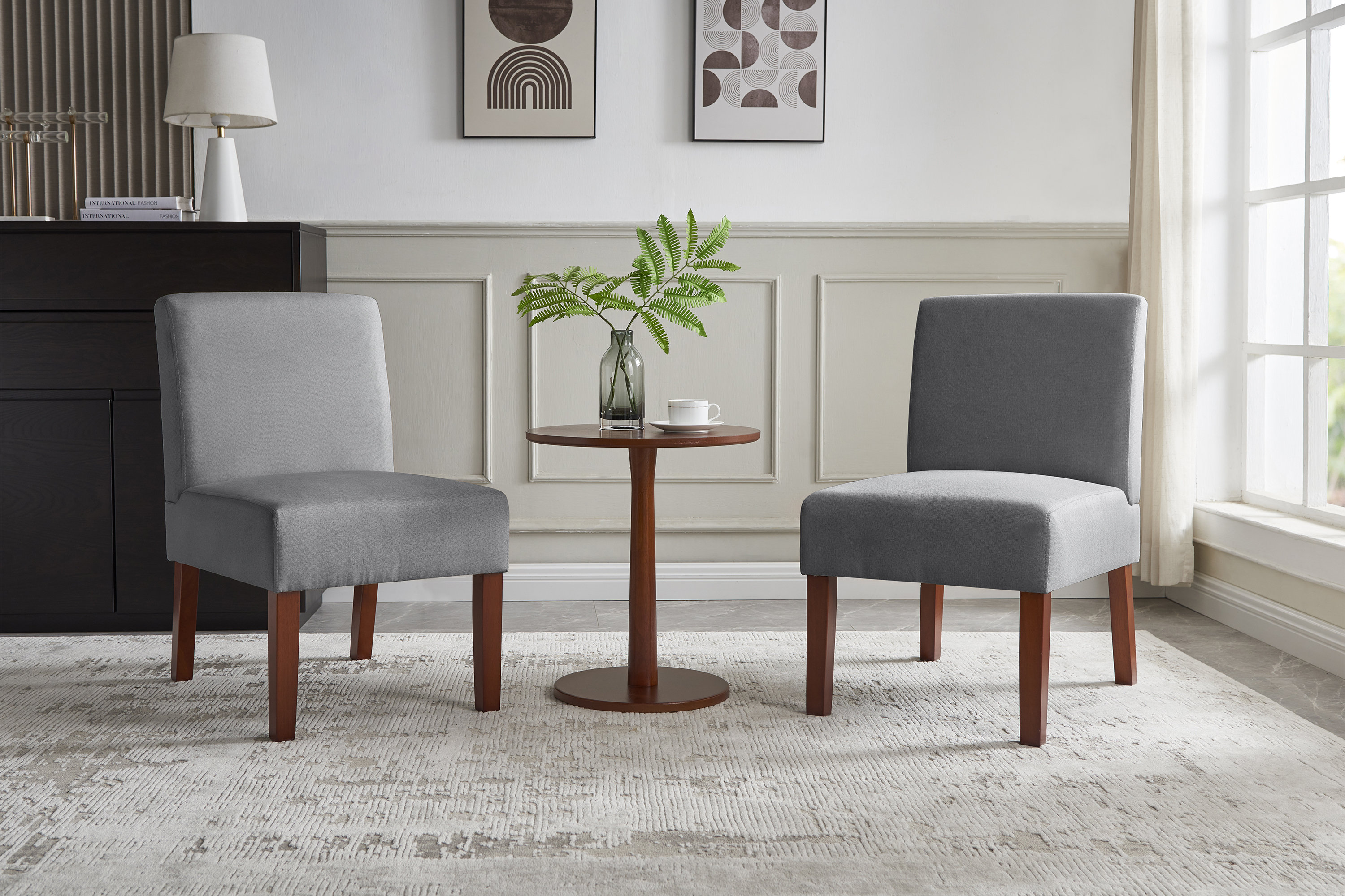 Latitude Run® Accent Chair with Round Wood Table | Wayfair