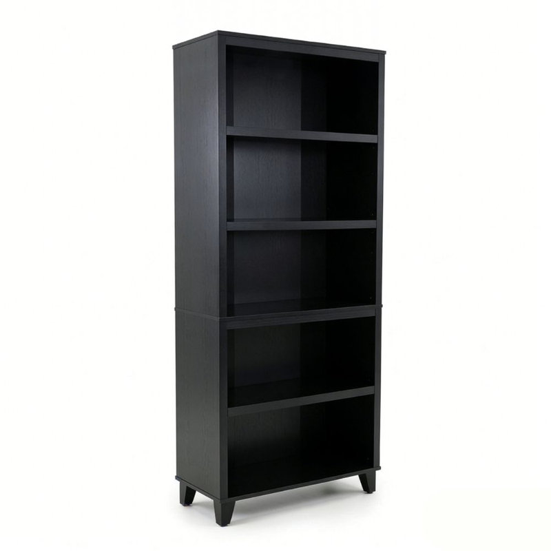  64.25” H 5-Tier Bookcase with Adjustable Shelves, Black Freestanding Open Shelf for Living Room, Bedroom, or Home Office