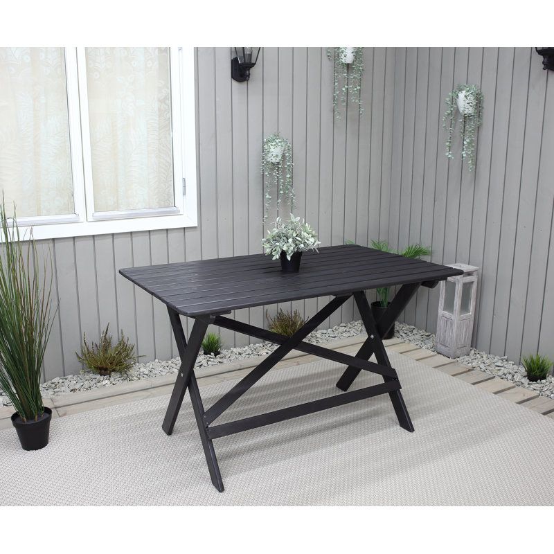 Arlot Rectangular Pine Solid Wood Outdoor Dining Table - 193.04 cm W 317.5 cm D, Black