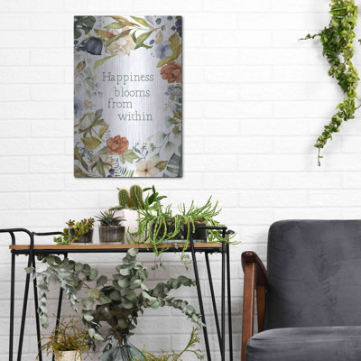 Winston Porter 'Happiness Blooms From Within' by Susan Ball, Metal Wall Art, 12"x16"