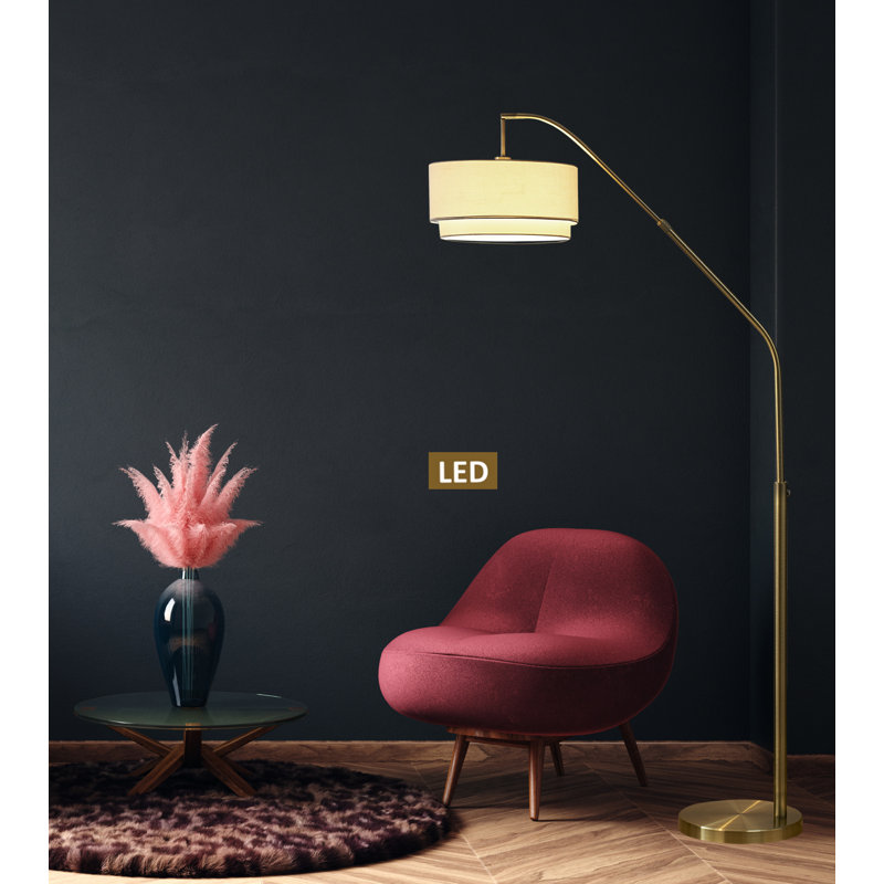 Ariana Il 80'' Antique Satin Brass Arched Floor Lamp