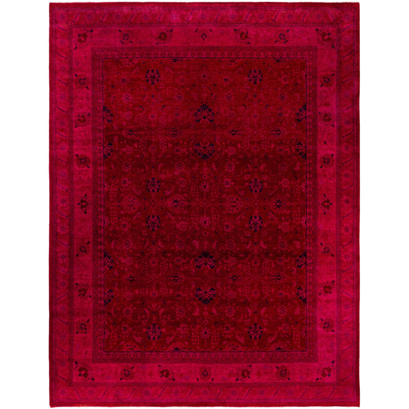 Tapis rose en laine 9 pi 2 po x 12 pi 1 po Huckstep