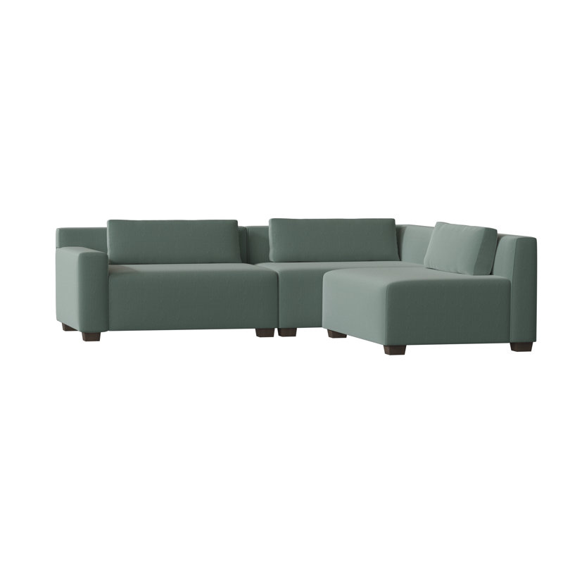 Alisa Chaise Sectional, Highlander Olive, Brown Mahogany