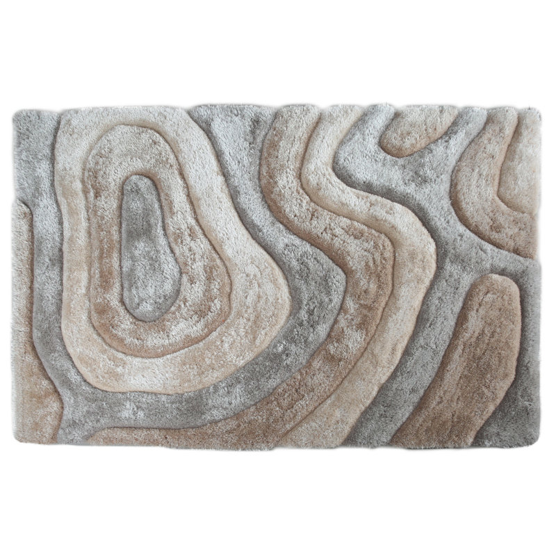 Tapis gris géométrique 7 pi 8 po x 9 pi 8 po Mateos Collection, Brun / Beige, Rectangle 7 pi 8 po x 9 pi 8 po
