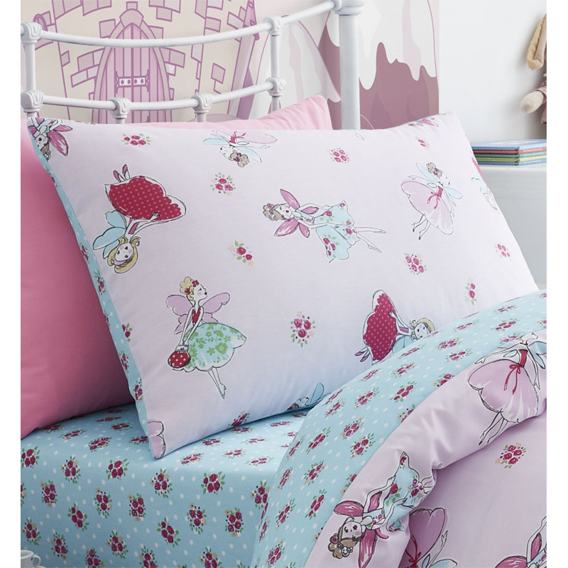 Pink/White Duvet Cover Set, Double - 2 Pillowcases