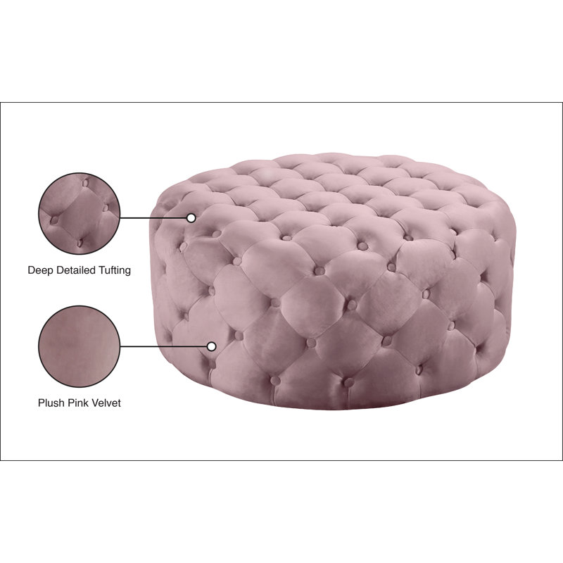 Plattsburgh Velvet Ottoman, Pink Velvet