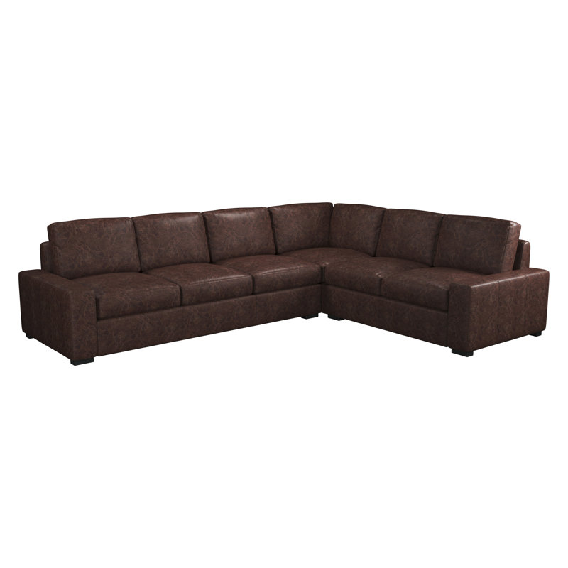 Canapé modulaire en cuir véritable Alburga, Faisant face vers la gauche, Cuir véritable brun