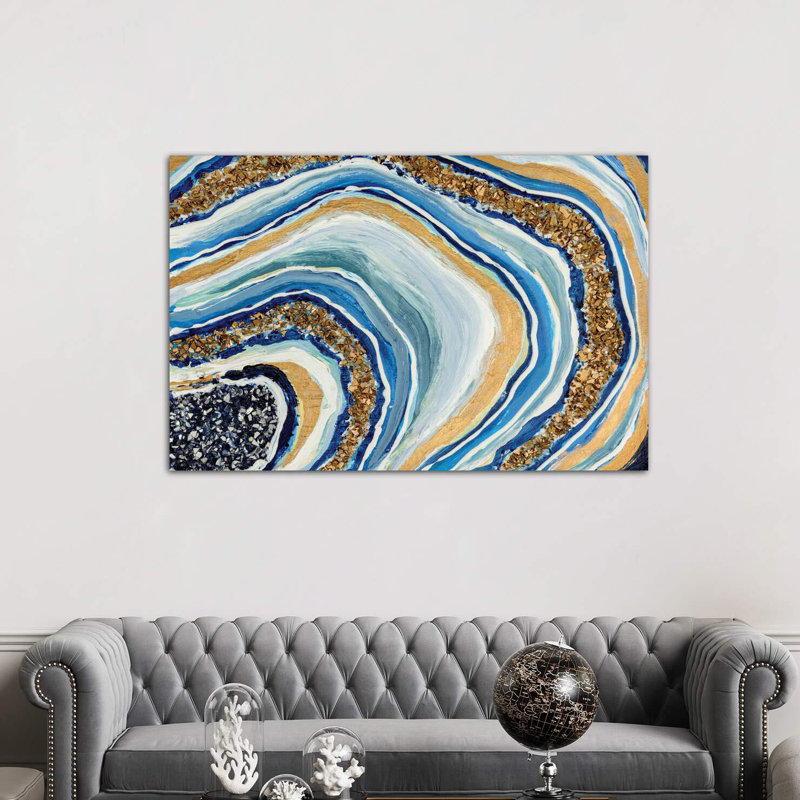 « Blue GEODE » par Nikki Chauhan, reproduction d’art, H 18 po x l 26 po x P 1,5 po, Toile tendue