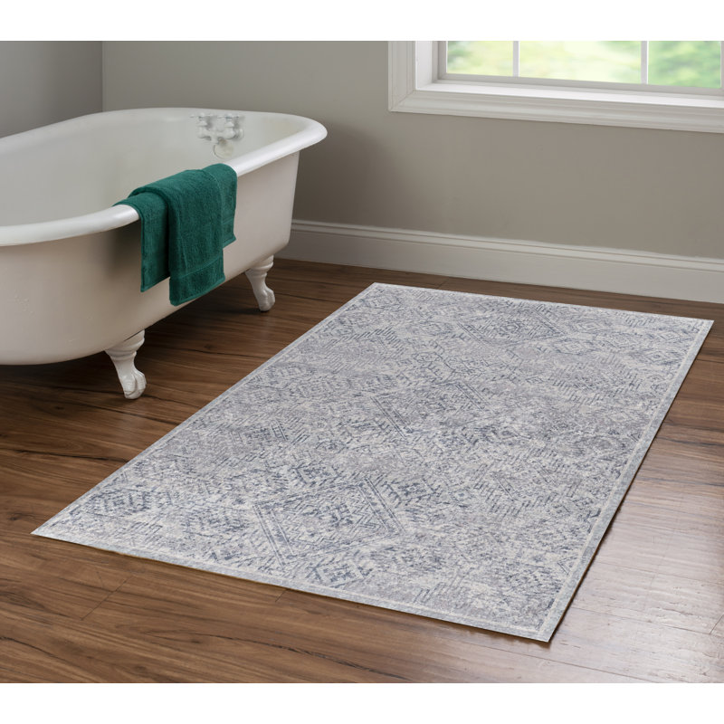 Emanuel Modern Machine Woven Flatweave Gray and Thistle Area Rug with Non Skid Backing , Rectangle 3'3" x 5'