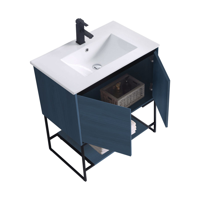 Ensemble de meuble-lavabo simple 30 po Fiquett, Bleu marine