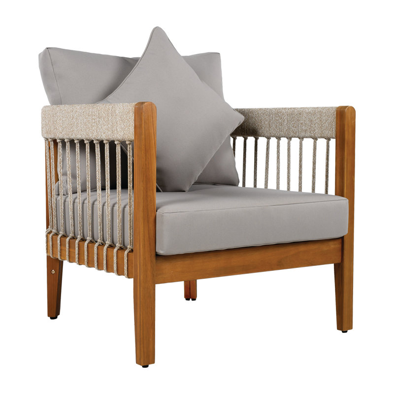 Fauteuil club d'extérieur en bois d'acacia, Gris naturel, Gris