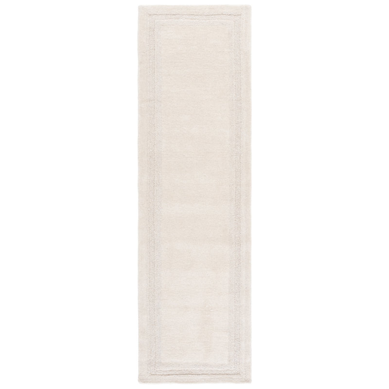 Sopheia Hand Tufted Wool Cotton Solid Color Rug in Ivory, Runner 2'3" x 8'