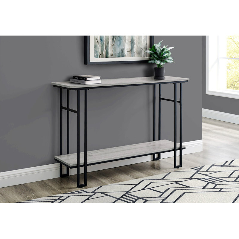 Table d'appoint rectangulaire, console avec tablette inférieure, Gris