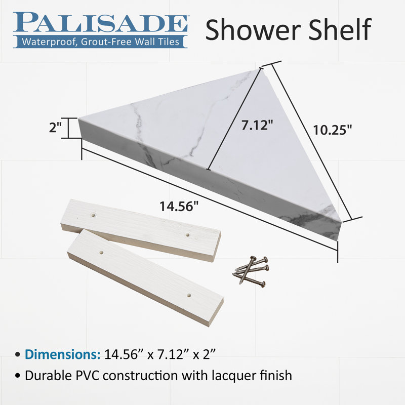 Iced Pewter Vinyl Waterproof Corner Shower Shelf