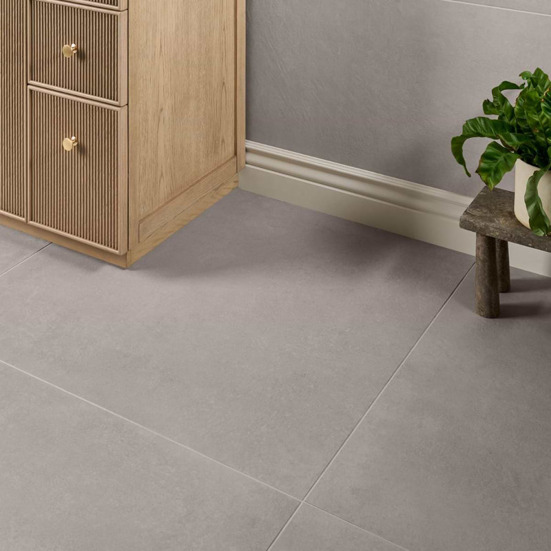 Stoneside 36x36 Matte Porcelain Tile, Linen Warm Gray