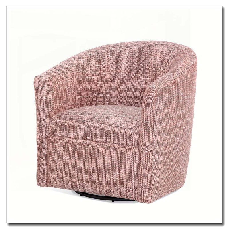 Fauteuil demi-tonneau pivotant au henné Lainey, Rouge