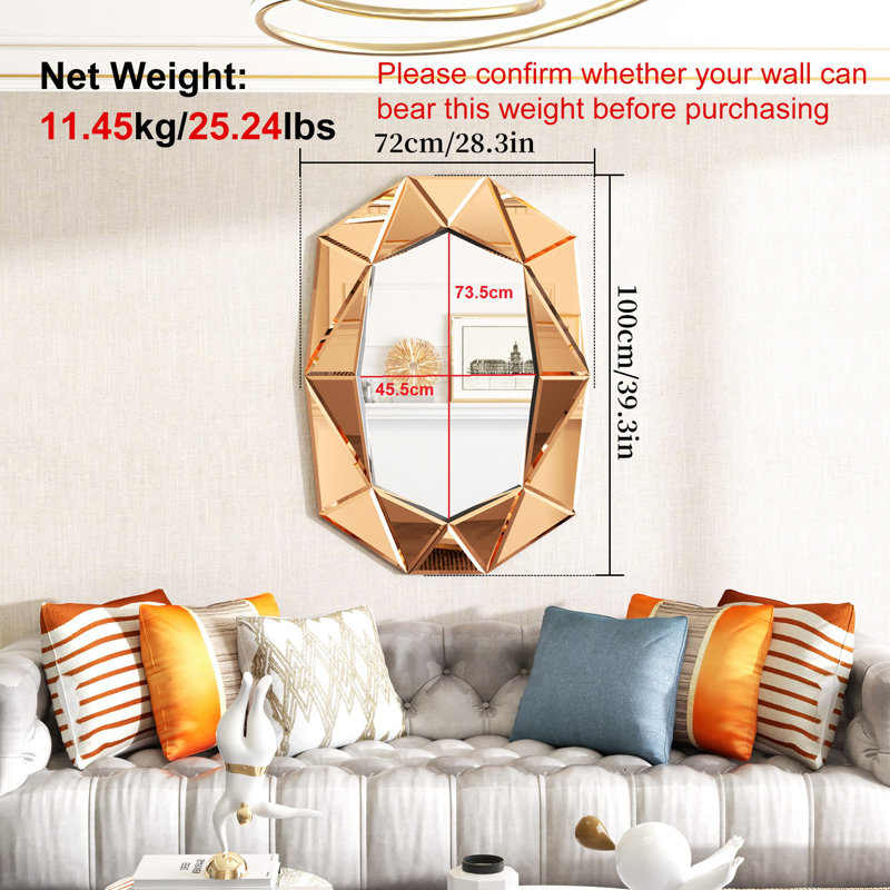 Briahna Glass Oval Wall Mirror, Brown
