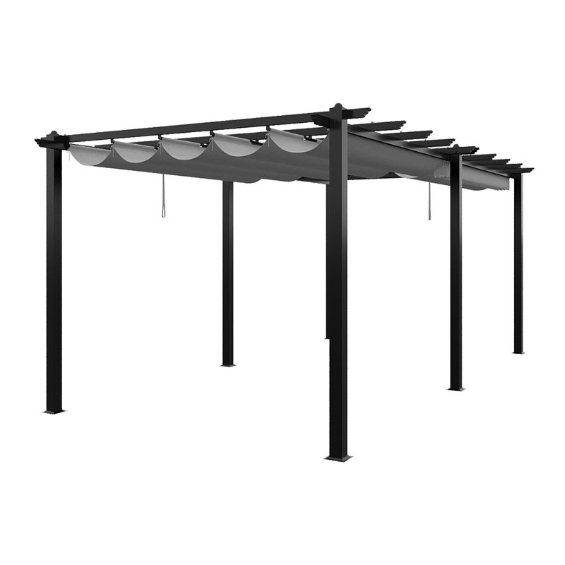10x20ft Aluminium Pergola with Retractable Roof, Black
