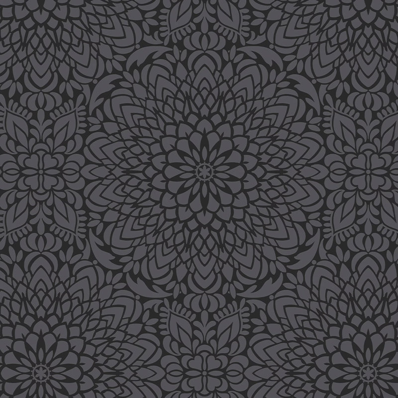 Supefresco Gyroscope Floral Geometric Charcoal Wallpaper