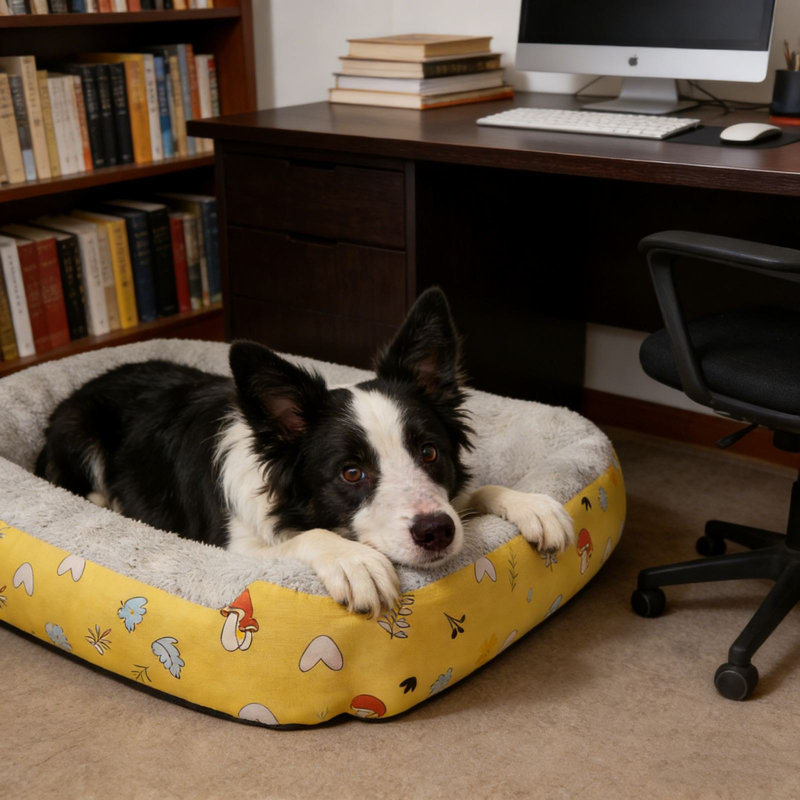 Coussin de caisse orthopédique pour chien 23,6 x 17,7 po, Jaune