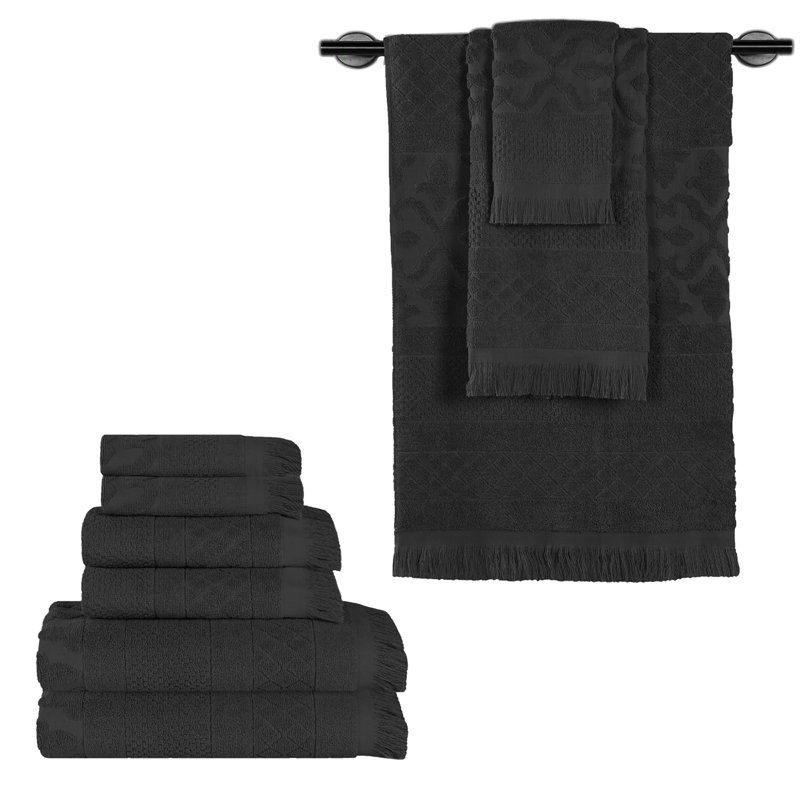 Serviette de bain Rolla, Noir, noir, noir, noir, Ensemble de serviettes 9 pièces