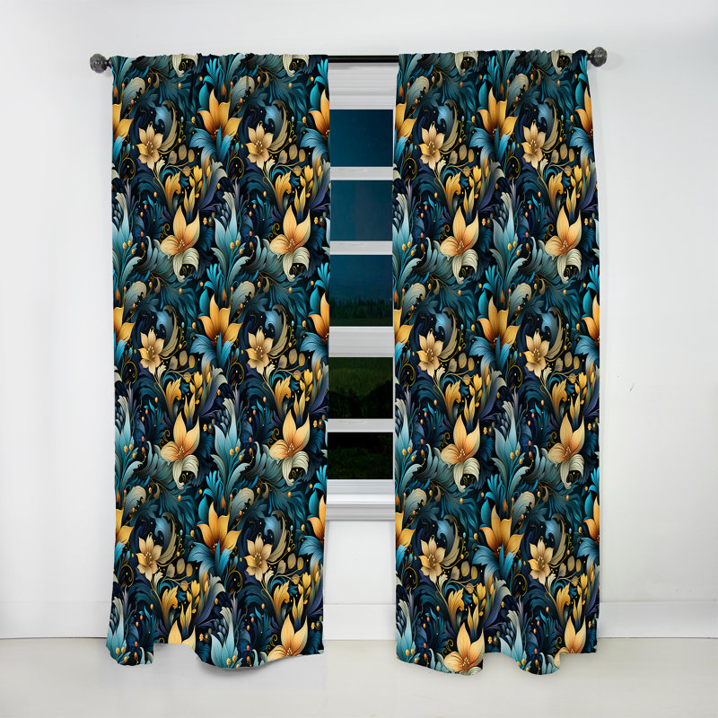 Rideau en velours glamour moderne Boho à motif cachemire II - 1 panneau, L 52 po x L 90 po