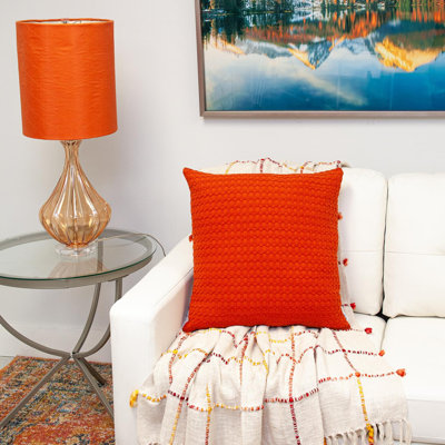 Parkland Collection Transitional Solid Orange Square 20" x 20" Pillow