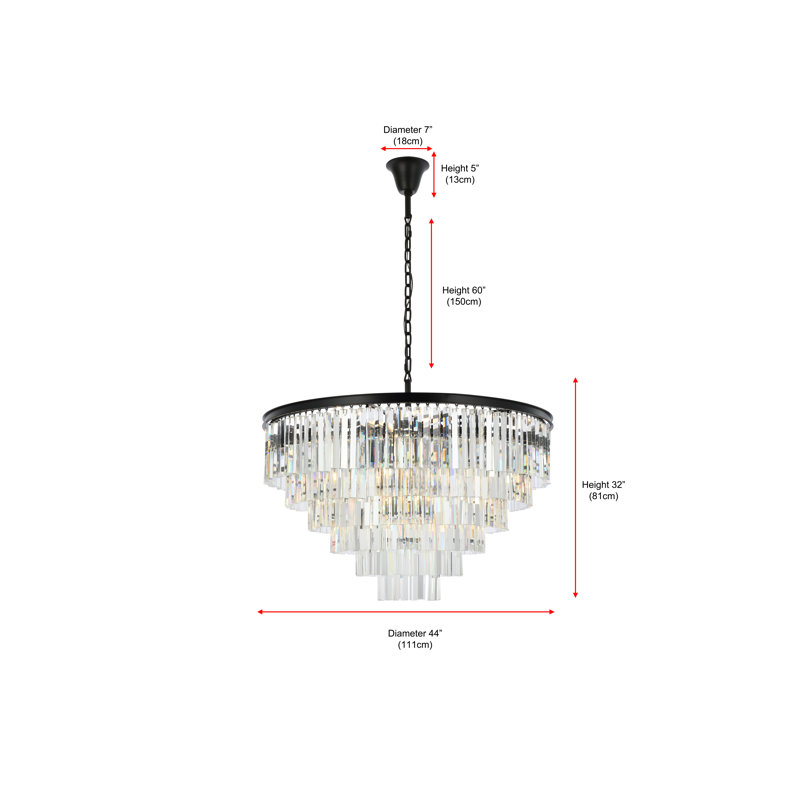 Yazmin 10 - Light Tiered Chandelier, Crystal (Clear), Mocha Brown