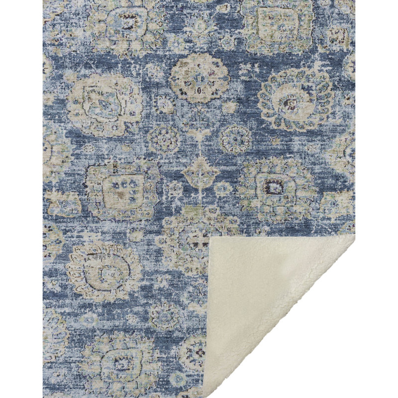 Jeté à motif floral Addison Sherpa ASB634, Bleu