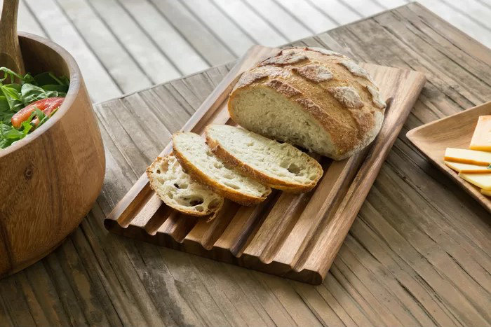 sourdough bread on a wood cutting board