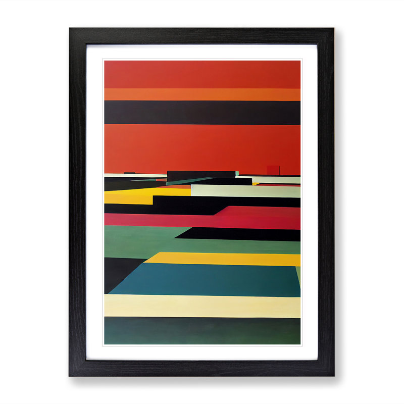 Retro Abstract Art No.1 - Wall Art, Black Framed, 36cm H x 27cm W, White