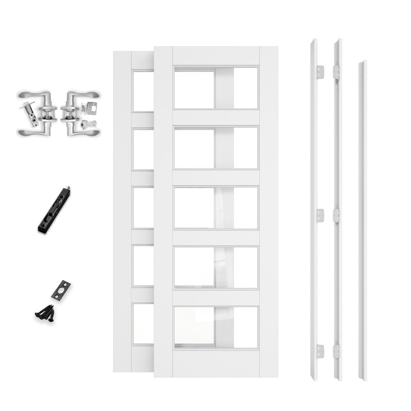 Intérieur avec porte en verre transparent 5-Lite, 72 po x 80 po