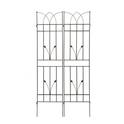 4 treillis de jardin en métal 71 po x 17,7 po, brun. Porte-fleurs d'extérieur antirouille. Convient aux plantes grimpantes telles que le lierre, la rose, la gloire du matin, le jasmin, le raisin, le concombre, les haricots et les pois. Facile à fabriquer, avec