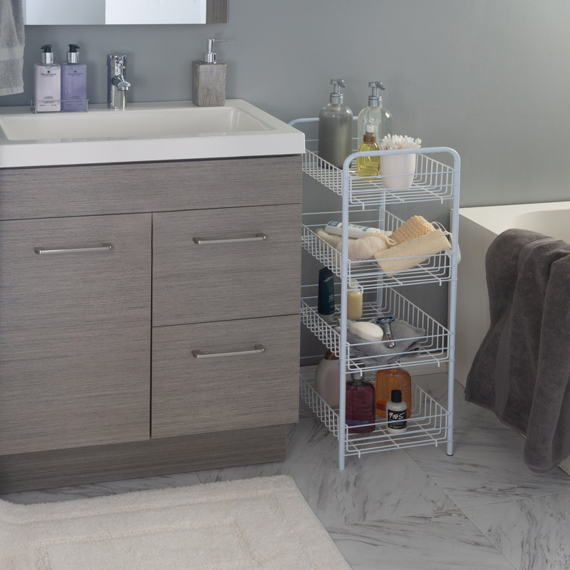 White 4-Tier Rolling Utility Storage Cart