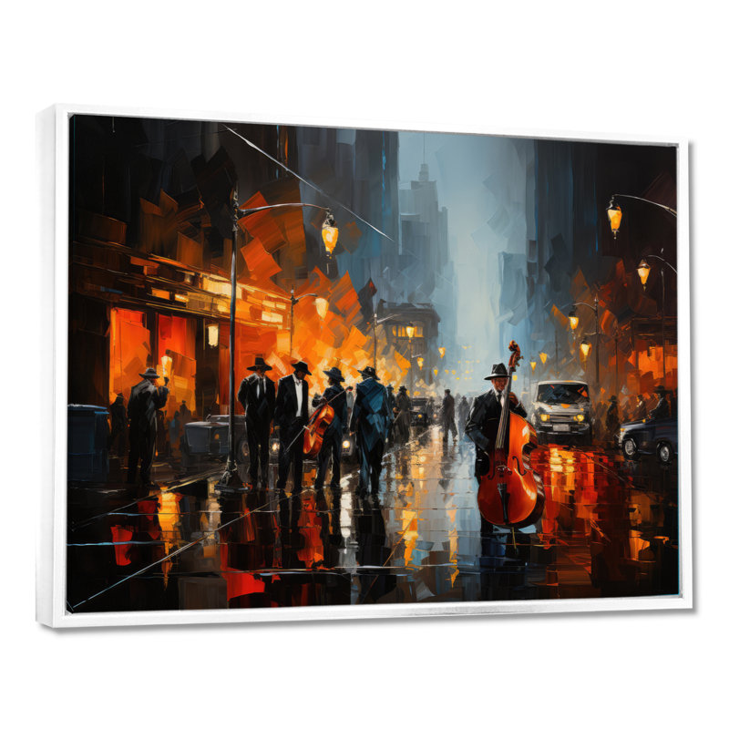 Jazz afro-américain Harlem City - impressions sur toile, art mural Harlem Jazz, H 30 po x l 40 po, Blanc