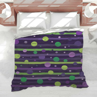Édredon à rayures vert et mauve moderne