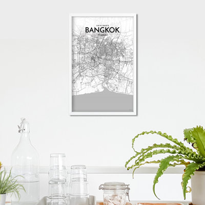 Bangkok City Map In Tones - No Frame Print