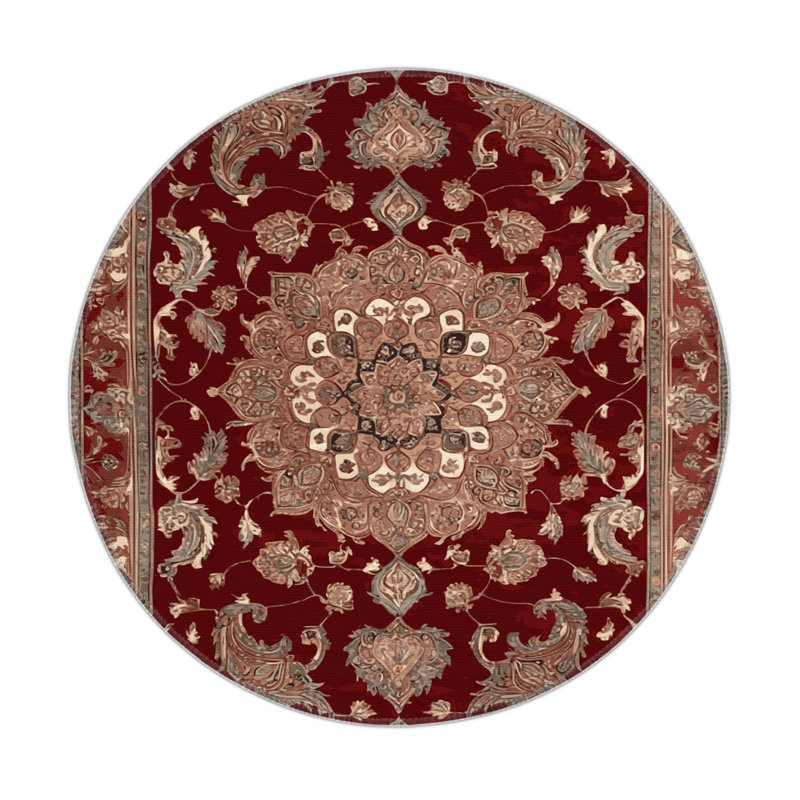 Tapis d'intérieur et d'extérieur brun Persian, Rond 5 pi