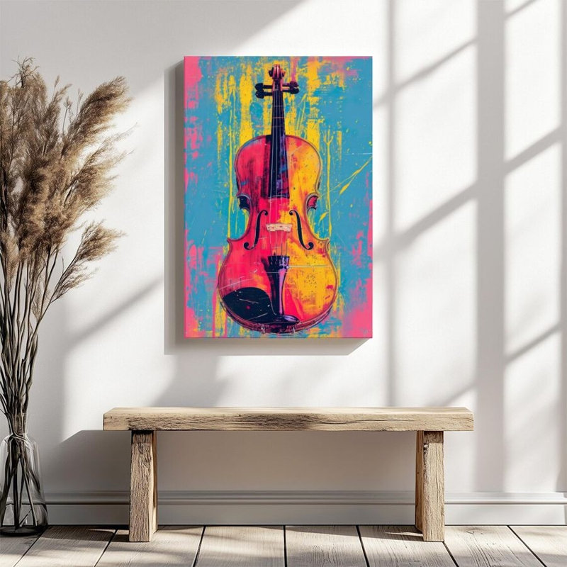1 pièce, impression sur toile encadrée violon, collage de couleurs abstraites, décoration murale Pop Art
