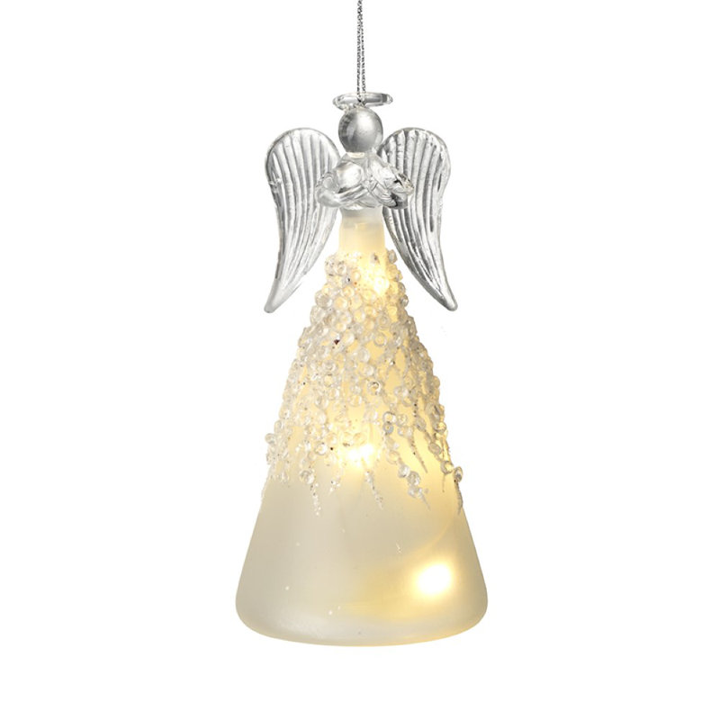 13cm Glass Lighted Hanging Figurine Ornament