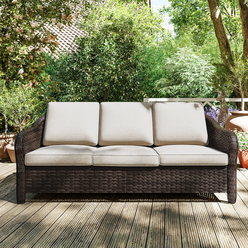 Polyethylene (PE) Wicker Outdoor Patio Sofa, Beige
