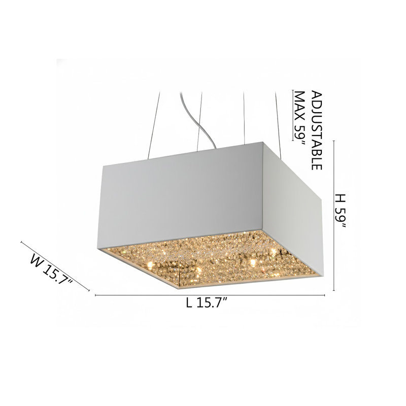 Lustre carré moderne 5 lumières Ginsburg, Blanc
