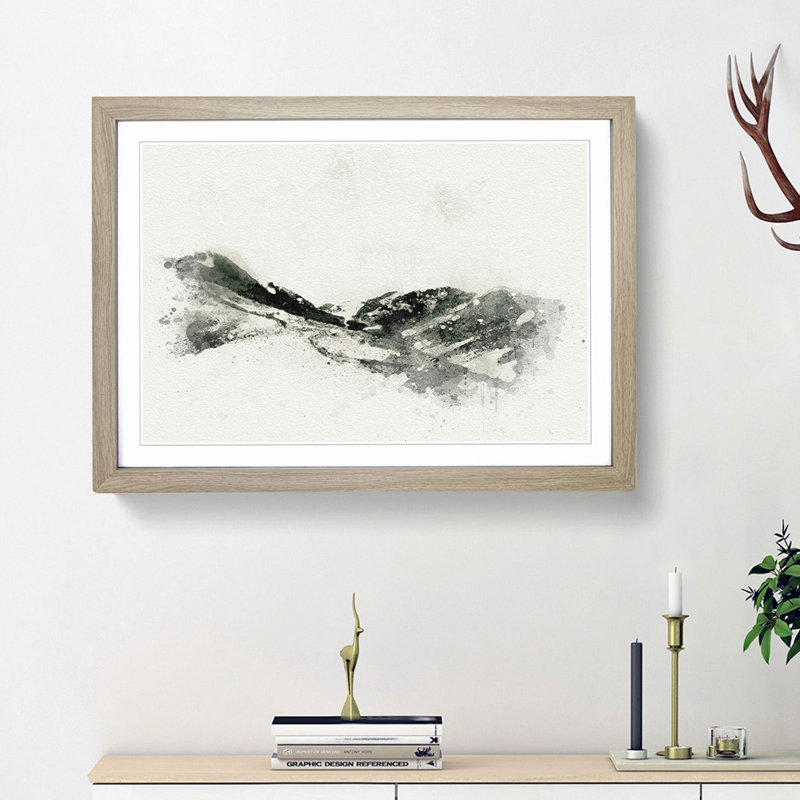 Path Through the Lake District in Abstract - Picture Frame Graphic Art Print on MDF, 36cm H x 48cm W x 2cm D, Oak Framed