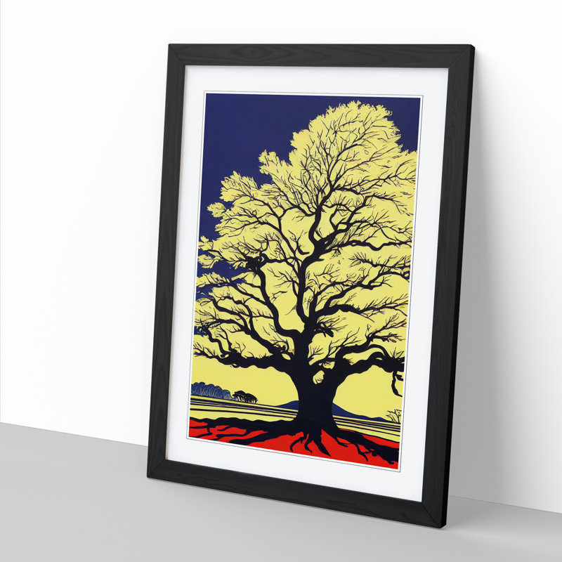 Oak Tree Pop Art 1 Piece Single Picture Frame Wall Art, 34cm H x 25cm W, Oak