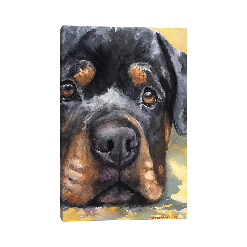 Rottweiler by George Dyachenko - Wrapped Canvas Painting, 20.32 cm H x 30.48 cm W
